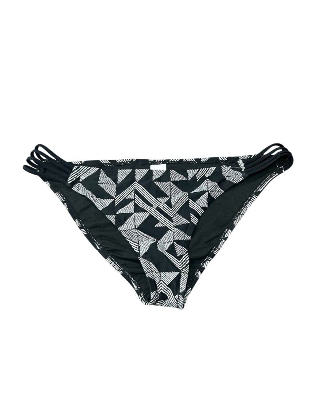 Hula Honey XL Black White Geometric Bikini Bottoms Side Strap Swimwear Y2K NEW